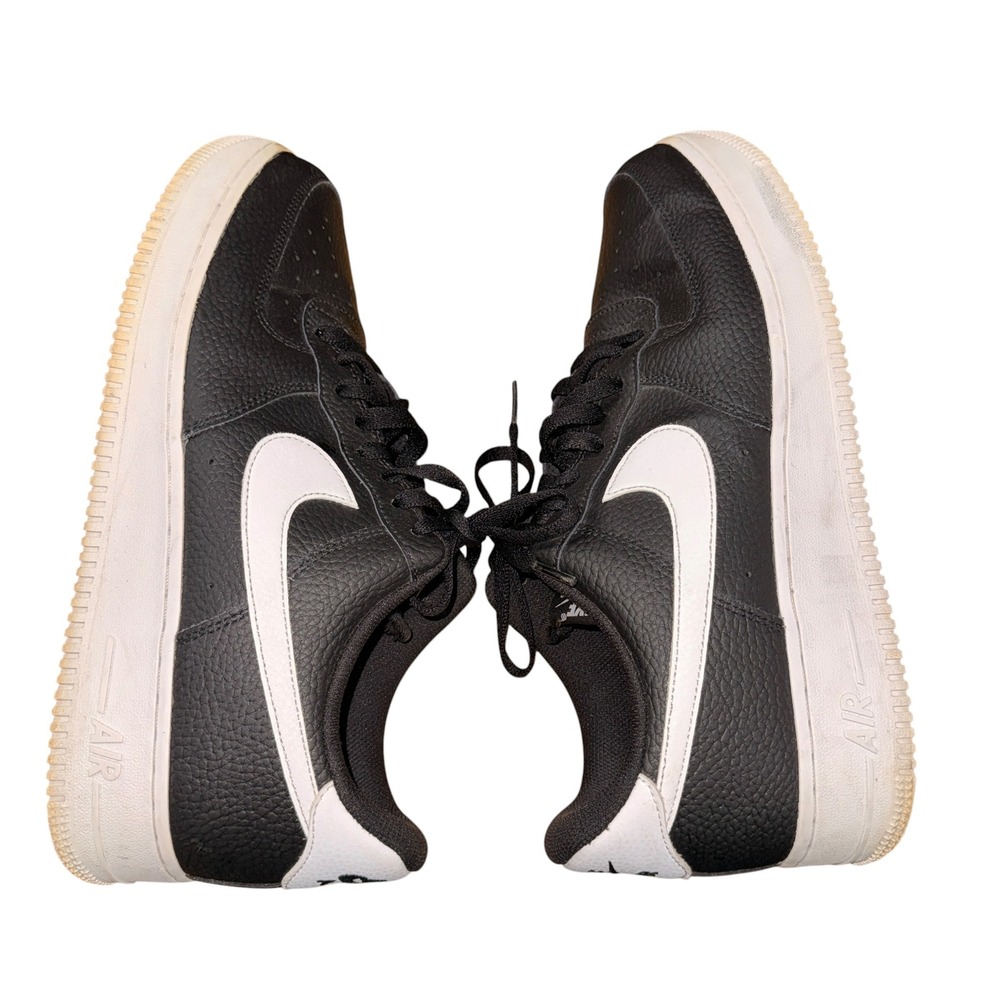 Nike Air‎ Force 1 07 Mens 11 Pre-Owned Sneakers Black Pebbled Leather CT2302-002